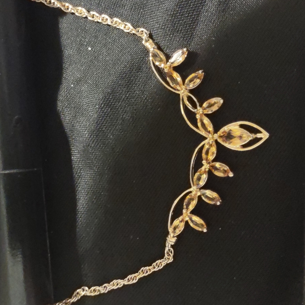 COPY - SALE WAS $49 NOW $32 CITRINE MARQUIS SHAPED NECKLACE ON A 18K GOLD OVER …